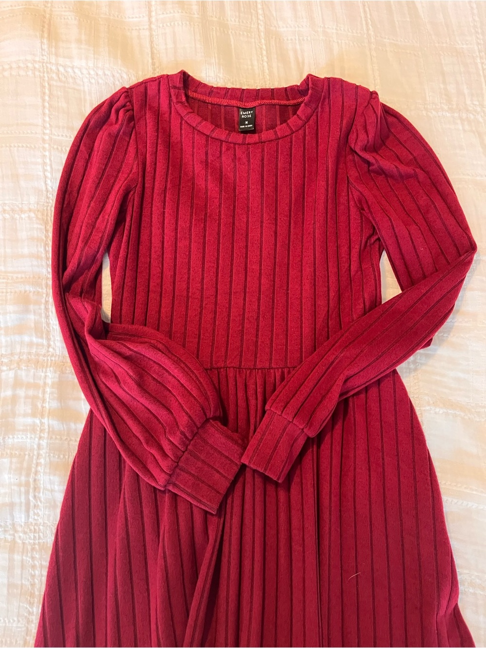 Cozy Ribbed Maxi Dress with Puff Sleeves in Berry Pink - SOFT & COZY